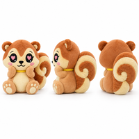 Peluche d'écureuil personnalisée pour commandes sur mesure avec yeux en forme de cœur, queue recourbée et pose de joues, service de conception de personnage