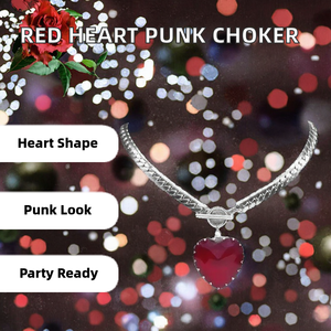 Oferta Especial: Gargantilla Punk con Cierre OT y Corazón Rojo para Mujer, Collar de Acero Inoxidable 316L con Colgante Plateado para Fiesta - Product Image 2