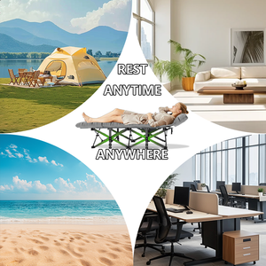 Original Factory Comfortable Thick Pad Foldable Outdoor Camping Folding <b>Bed</b> Foldable Space Saving Single <b>Metal</b> Folding <b>Bed</b> - Product Image 2