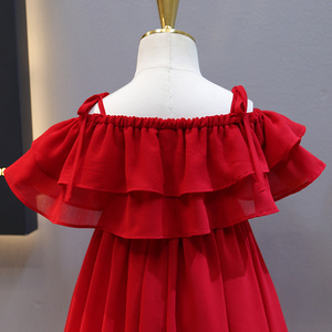 New Modern Princess Children Formal Collapsible Shoulder Kids Party Girl Casual <b>Dress</b> Form for Girls on Summer - Product Image 4