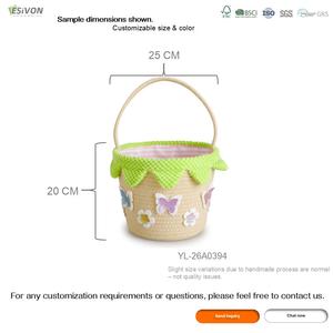 <span class=keywords><strong>Cesta</strong></span> de Almacenamiento de Cuerda de Algodón Decorada con Mariposas, con Borde Festoneado y Forro Rosa, para Niños, para la Caza de Huevos de Pascua, Organización de Juguetes, ODM - Product Image 3