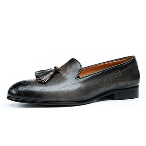 Zapatos de hombre de cuero de vaca en capas - botines de estilo empresarial de cuero genuino, diseño retro de caña baja con flecos, zapatos de cuero para hombre - Product Image 5