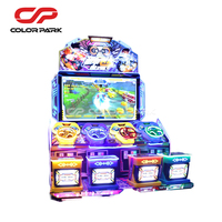 Machine de jeu d'arcade de course automobile colorée pour 4 joueurs, nouvelle et tendance, à pièces, pour enfants