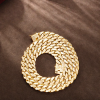 Chaîne Cubaine Luxe en Or Massif 14 Carats Au585, 12mm & 14mm Miami, Véritable Au585 Lourd avec Diamant, Certifiée, Idéale pour Fête & Cadeau