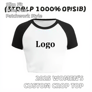 T-shirt court décontracté pour femme avec logo personnalisé, coupe ajustée, pour l'été 2025, en élasthanne/coton imprimé écologique, respirant et à séchage rapide - Product Image 3