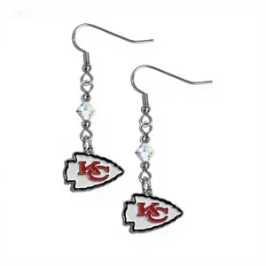 شعار فريق كرة القدم الأمريكية ديروا الأسود مخصصة أقراط متدلية المجوهرات المعدنية الرياضية مروحة هدية فكرة لعبة اليوم الملحقات - Product Image 5