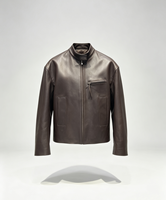 Approvisionnement direct d'usine, alternative de marque de luxe, veste en cuir d'agneau véritable marron pour homme, mode décontractée, prix compétitif