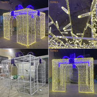 Arche lumineuse géante TOPREX 3D LED en forme de boîte cadeau, motif commercial de Noël pour projets de places publiques et usines