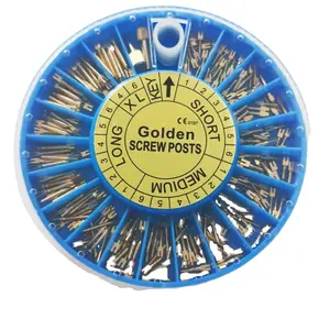 Denxy Dental Screw Post autentico Kit completo Gold 240 Post 2 Key Wrench Tool Golden Plated Screw Post Dental Pins Supplies - Product Image 1