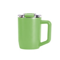 Mug à café en acier inoxydable à double paroi de 15 oz avec logo personnalisé, avec poignée et couvercle, portable, pour boissons chaudes ou froides, mug isotherme