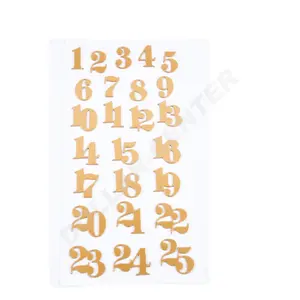 Fashion new style gold number chipboard sticker