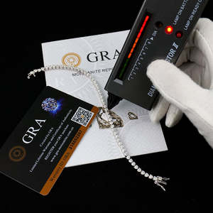 Women's 3*3mm S925 Sterling Silver <b>Heart</b> <b>Love</b> Design Moissanite Tennis Chain <b>Bracelet</b> with Gold Plating Third Party Certified - Product Image 3