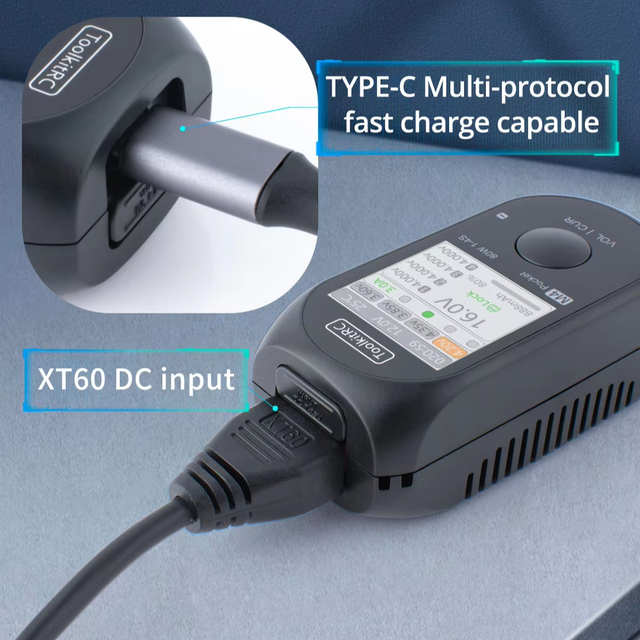 ToolkitRC M4 Pocket 80W Mini Balance Charger 1-4S LiPo Battery USB-C PD Input Portable XT30 XT60 Output for FPV Drone