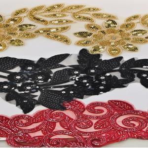 Ruban de dentelle brodé de perles et de sequins fait main, 100 % polyester, pour robe de mariée, sac, vêtement, matériel de couture - Product Image 2