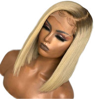 Vente en gros perruques de vague droite 100% cheveux humains vierges perruque européenne avant de lacet 16 pouces brun clair pour dentelle sans colle naturel