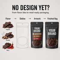 Pochette sur support personnalisée anti-odeur 3.5g Emballage de qualité alimentaire Diverses saveurs de sac en plastique laminé de feuille d'aluminium de boeuf séché
