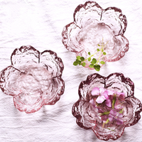 Petite coupelle en verre martelé Sakura japonais en forme de fleur rose pour sauce, assaisonnement et accompagnements