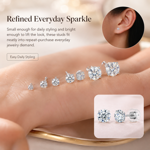 Classic Style Four-Prong Luxury Round Earring Moissanite Fine Jewelry Vvs 925 <strong>Sterling</strong> <strong>Silver</strong> Certified GRA <strong>Stud</strong> for Men Women - Product Image 2