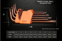 Jeu de clés Allen DIY OEM polyvalentes en acier au chrome-vanadium, pointe hexagonale Torx, couple maximal de 30 lb-pouces, pour réparation à domicile