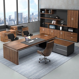 Escritorio Ejecutivo de Oficina Estilo Industrial, Mesa de Jefe Moderna Minimalista, Conjunto de Escritorio y Silla de Gerente de MDF para Muebles de Oficina - Product Image 3