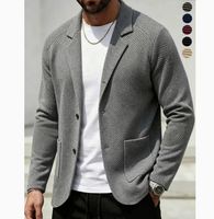 Veste décontractée pour homme à col boutonné, couleur unie, manches longues, coupe ample, chaude, pour le travail
