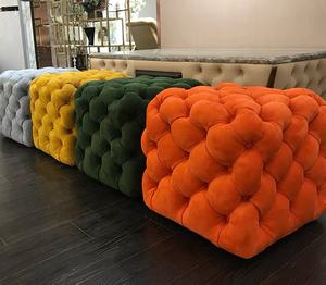 Pouf carré en tissu avec boucle de tirage, <span class=keywords><strong>tabouret</strong></span> à chaussures, <span class=keywords><strong>tabouret</strong></span> de maquillage pour salon, <span class=keywords><strong>tabouret</strong></span> carré - Product Image 1