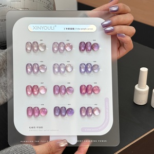 OEM/ODM XINYOULI – Kit de vernis à ongles <span class=keywords><strong>gel</strong></span> 12 couleurs, petit format, magnétique, DIY, effet œil de chat violet <span class=keywords><strong>lilas</strong></span>, non toxique, pour usage en salon de manucure - Product Image 1