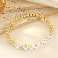 XIMAI mode bijoux faits à la main Bileklik Imitation perle coeur lettre 18k plaqué or Bracelet perlé pour les femmes cadeau d'amitié