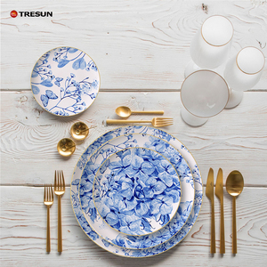 Assiettes de présentation bleues en porcelaine fine vintage de luxe personnalisables pour mariage, vente en gros - Product Image 6