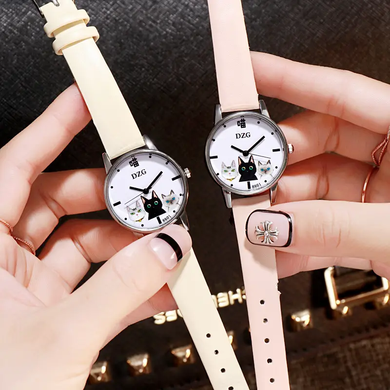 Ladies Watch Cat Sport Clock Women Watches Top Luxury Brand Wrist Watches Leather Band Quartz Wristwatches Relogio Feminino