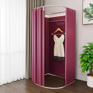Hiện đại sang trọng tùy chỉnh freestanding kim loại Boutique phù hợp phòng quần áo cửa hàng thay đổi phòng Rèm đương đại kệ trưng bày - Product Image 3