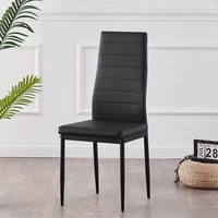 Chaise de salle à manger pour salon, chaise de salon moderne et simple, chaise de luxe légère à lignes horizontales avec dossier en cuir pour restaurant