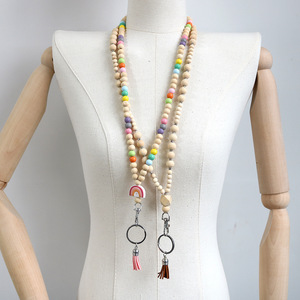 Thời Trang Đầy Màu Sắc Bằng Gỗ Đính Cườm Dây Buộc Đơn Giản Tùy Chỉnh Xách Tay Giáo Viên Dây Buộc Vòng Cổ Cho Giáo Viên Chìa Khóa ID Huy Hiệu Chủ Quà Tặng - Product Image 1