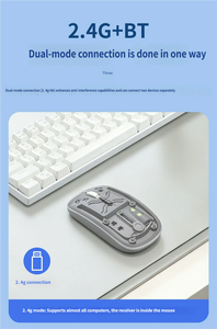 เมาส์ไร้สายบลูทูธแบบใส รุ่น Souris Silencieuse Pour Bureau สำหรับสำนักงาน รองรับโหมดคู่ ชาร์จซ้ำได้ - Product Image 6