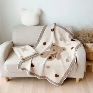 Örme battaniye kundaklama battaniye bebek yenidoğan bebekler aksesuarları ayı çocuk kış sıcak yatak örtüsü yatak Manta Bebe