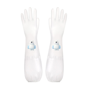Pvc Household <b>Gloves</b> 44cm <b>Long</b> Transparent With Bear Pattern Dishwashing <b>Gloves</b> Waterproof Non Slip Wear Resistant - Product Image 5