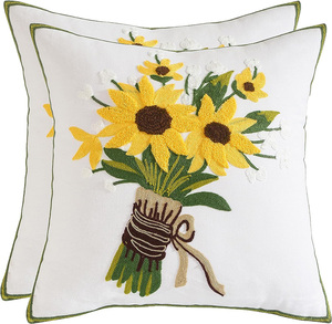 Funda De Almohada bordada con flores de verano 18x18 ''Juego de <span class=keywords><strong>fundas</strong></span> de cojín para exteriores - Product Image 5