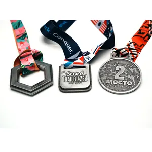 Medalha de prata personalizada com fita para esportes infantis, design de metal, logotipo 3D, bicicleta, ciclismo, corrida, bicicleta, ciclismo, equipamento de metal, fornecedor de fabricação