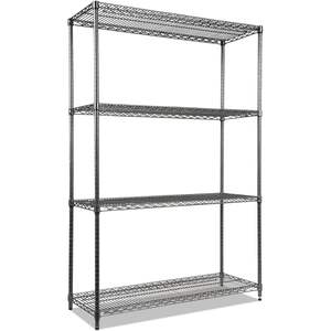 Kit de démarrage Alera à quatre étagères 48L x 18P x 72H Noir Anthracite, étagères métalliques pour rangement de chaussures, en acier inoxydable et plastique, pour salon - Product Image 4