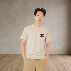 Camiseta de Algodón Beige para Hombre, Manga Corta, Cuello Redondo, Corte Regular Informal, Tejido Transpirable, Estampado Serigrafiado - Product Image 2