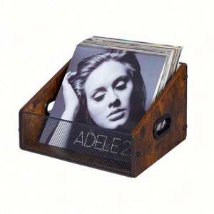 Organizador de Escritorio Metálico Clásico Tipo Soporte, Caja de Almacenamiento para Discos de Vinilo con Diseño Plegable para Libros y Archivos - Product Image 1