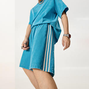 Shorts de jogging vintage desgastados con lavado ácido, efecto descolorido por el sol y lavado a la piedra, de estilo urbano, para verano, ropa deportiva. - Product Image 4