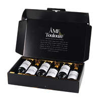 Lot de 6 bouteilles de vin en gros avec logo personnalisé, coffret cadeau, emballage en carton ondulé rouge, finition mate UV et pelliculage mat