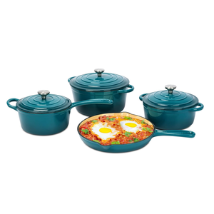 7피스 에나멜 주철 조리기구 세트 더치 오븐 캐서롤 요리 냄비 및 프라이팬 조리기구 세트 - Product Image 2