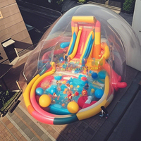 Piscines à balles de terrain de jeu souple à dôme clair de qualité commerciale avec toboggan Bubble House Palais de cristal gonflable
