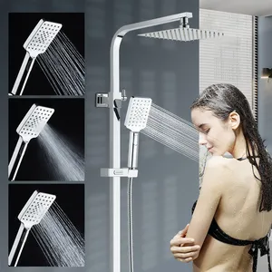 Sistema de ducha desviador de agua con botón tipo Tecla de piano con barra de ducha de altura ajustable SUS201