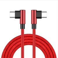 Cable USB-C a USB-C de 60W 3A, Cable de Datos de Carga Rápida de Nailon, Cable de Datos de Aleación de Aluminio con Codo de 90 Grados para Carga Rápida