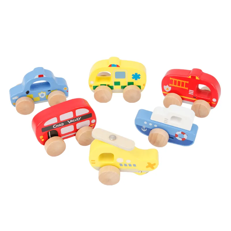 Giocattoli di spinta per bambini in legno di alta qualità auto in legno bambino 6 colori Mini veicolo da gioco giocattolo in legno