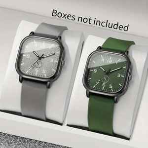 Reloj cuadrado personalizado creativo para hombre, venta al por mayor, reloj de cuarzo con correa de silicona retro a la moda para hombre - Product Image 2