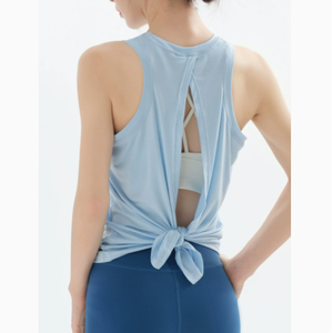Chaleco de yoga para mujer con lazo en la espalda, ajuste holgado, transpirable, de elastano, para correr, fitness, deportes, tallas grandes, ropa deportiva - Product Image 5
